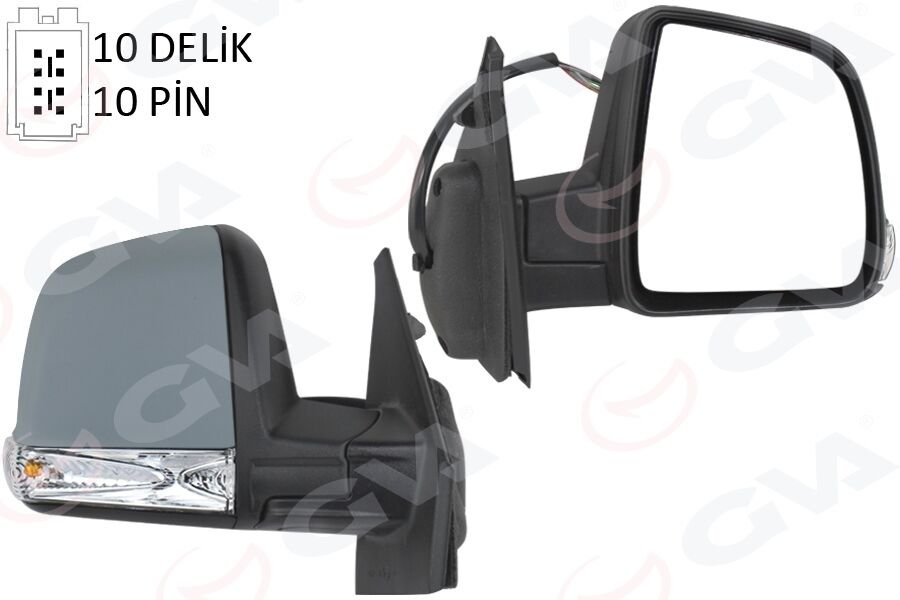DIŞ DİKİZ AYNASI ELEKTRİKLİ SAĞ DOBLO III 2011 MD. SİNYALLİ KATLANIR / POWER FLOK ASTARLI 10 FİŞ