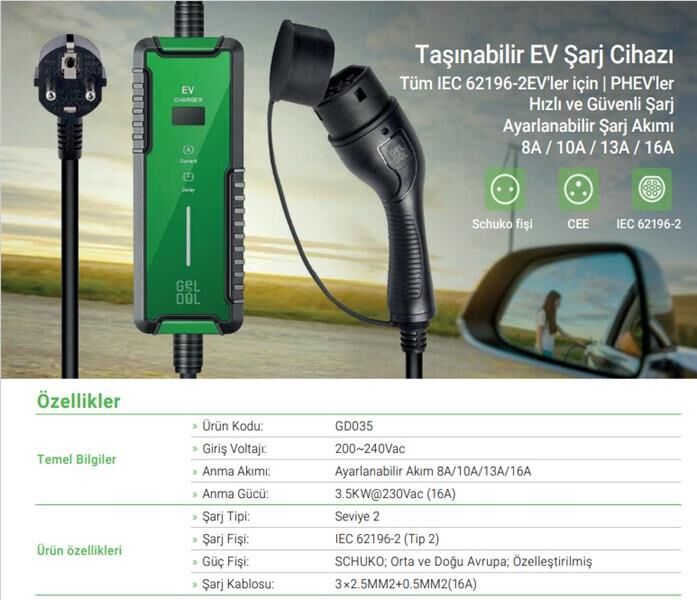 3.5 KW TAŞINABİLİR ŞARJ CİHAZI