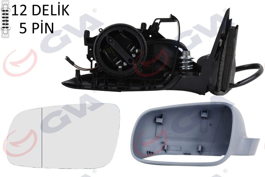 DIŞ DİKİZ AYNASI SOL PASSAT 97> ELEKTRİKLİ ISITMALI ASTARLI ASFERİK 5 FİŞ VM-189NAL