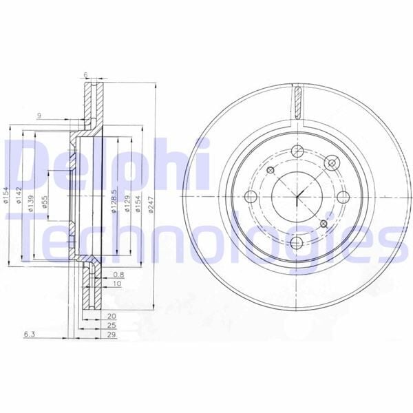 ÖN FREN AYNASI P107 1.0-1.4HDI 06/05>C1 1.0 1.4HDİ 05>TOYOTA AYGO 1.0 1.4HDİ 05> 247x20x4DLxHAVALI