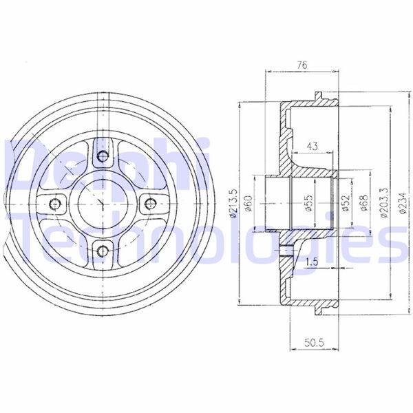 FREN KAMPANASI ARKA RENAULT KANGOO 97> - 203.3 / 50.5 MM