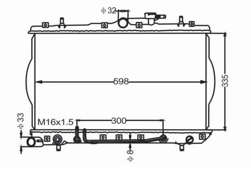 SU RADYATORU (BRAZING-OTOMATIK)-(HYUNDAI  ACCENT 95/00  1.3-1.5  ) (335x603x18)