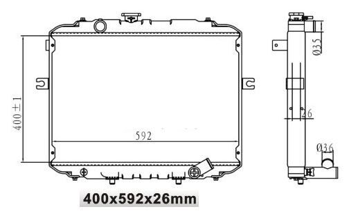 SU RADYATORU (BRAZING) - (HYUNDAI  H100 KAMYONET 97/03 ) (400x592x26) (806021)