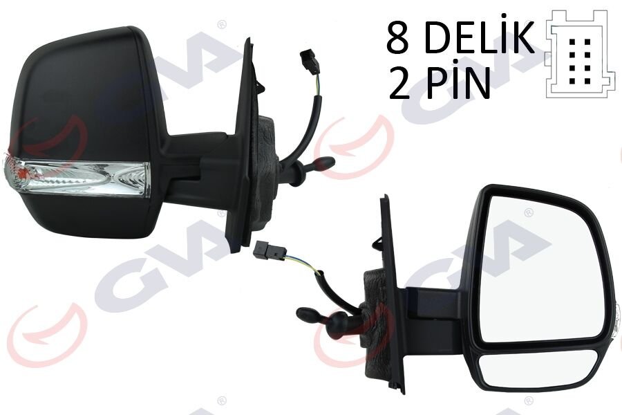 DIŞ DİKİZ AYNASI SAĞ DOBLO 11> OPEL COMBO 12>18 MEKANİK SİNYALLİ ÇİFT CAM KONVEKS VM-669R