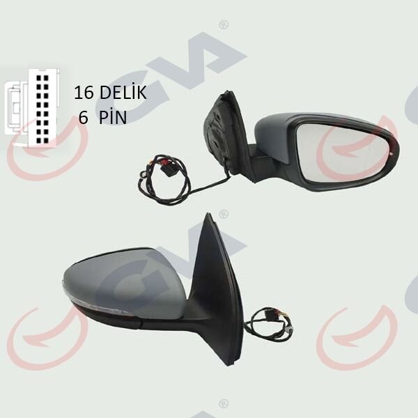 DIŞ DİKİZ AYNASI SAĞ GOLF 09> ELEKTRİKLİ ISITMALI ASTARLI SİNYALLİ KONVEKS 6 FİŞ VM-6197EHPR