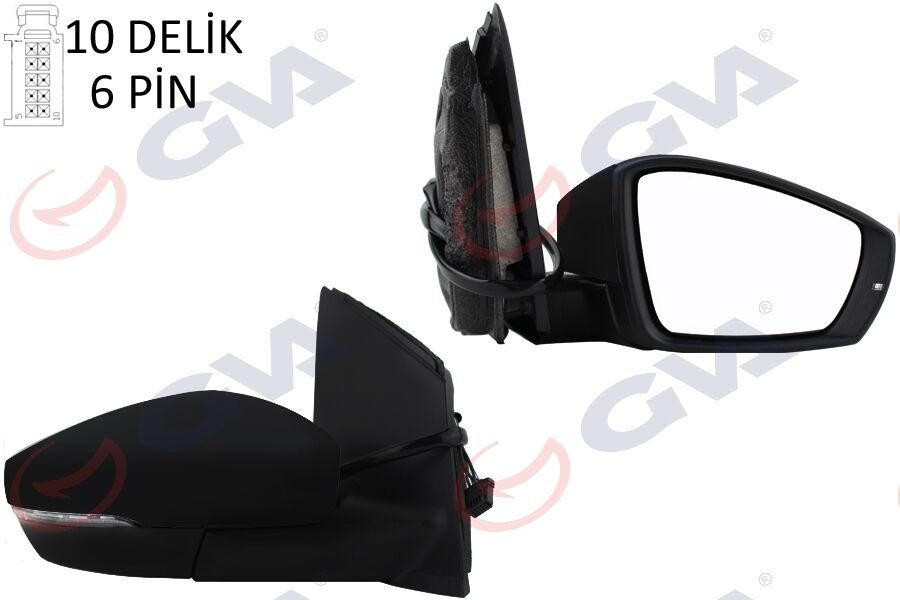 DIŞ DİKİZ AYNASI SAĞ POLO 09> ELEKTRİKLİ ISITMALI SİNYALLİ ASFERİK 6 FİŞ VM-388NEHR
