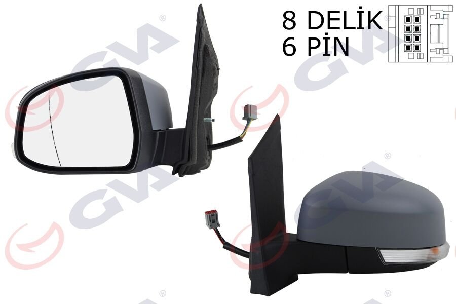 DIŞ DİKİZ AYNASI SOL FORD FOCUS 08> ELEKTRİKLİ-ISITMALI-SİNYALLİ-ASTARLI-ASFERİK 6 FİŞ VM-6304EHPAL