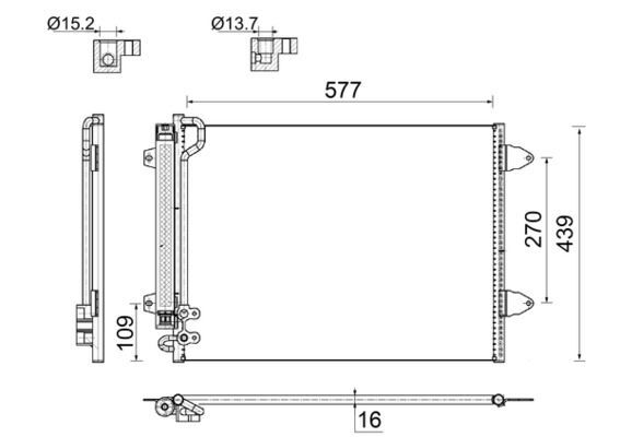 KLİMA KONDENSERİ KURUTUCU İLE PASSAT 05> 577x439x16 8FC351317541