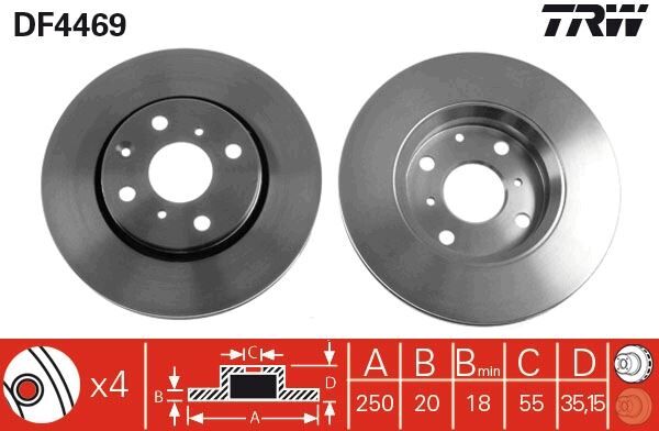 ÖN FREN AYNASI P107 1.0-1.4HDI 06/05>C1 1.0 1.4HDİ 05>TOYOTA AYGO 1.0 1.4HDİ 05> 247x20x4DLxHAVALI