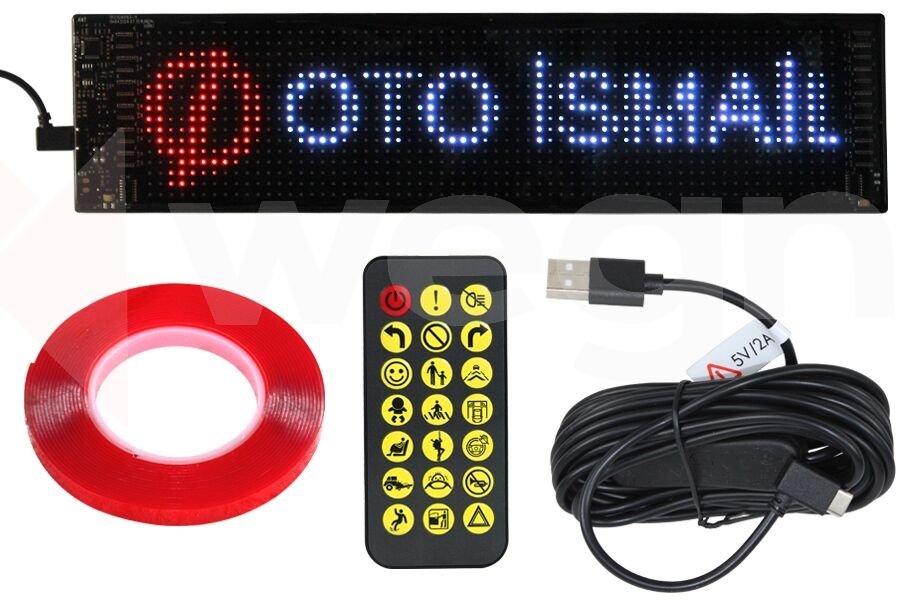 ARAÇ İÇİ ARABA IŞIĞI LED EKRAN 16x64 9.2x37.4cm