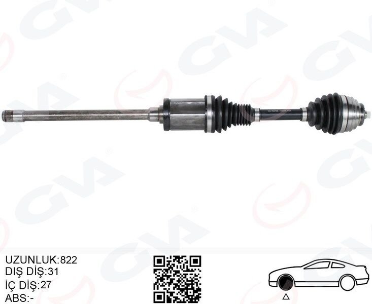 KOMPLE AKS ÖN SAĞ BMW X1 E84 09>15 822MM DİŞ 31 DİFERANSİYEL DİŞ 27
