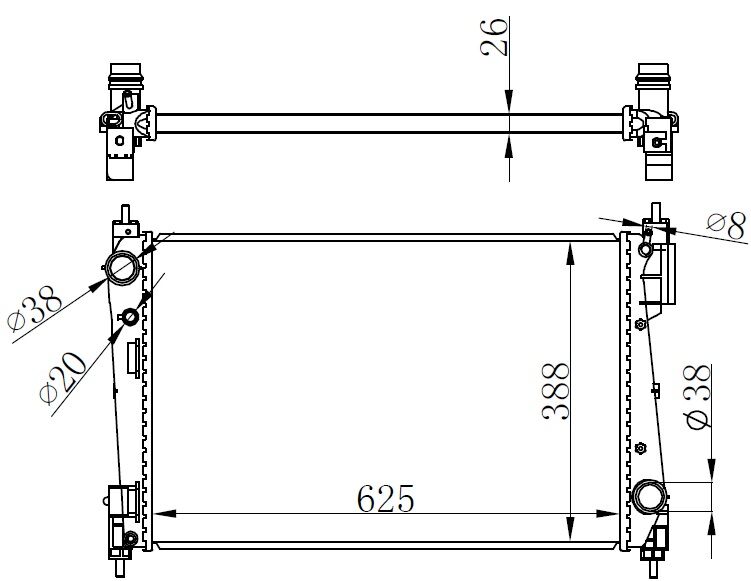 RADYATÖR CORSA D 1.3CDTI MEK AC KLİMASIZ 620x415x16