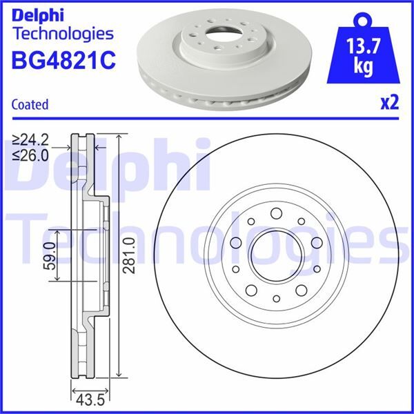 ÖN FREN AYNASI DİSK FIAT EGEA 16> 1.0 1.3 MTJ 1.4 1.5 1.6 MTJ 5 BİJON DIŞ:284MM K:24MM