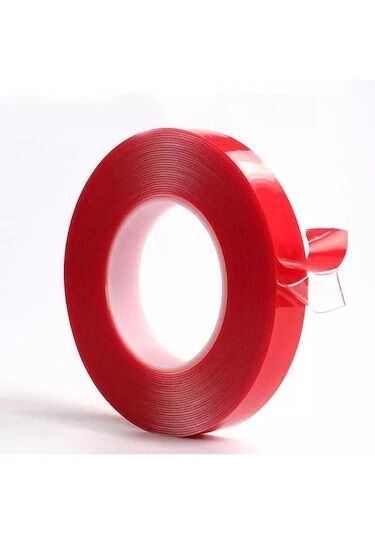 ÇİFT TARAFLI BANT 15mm x 5mt KIRMIZI ŞEFFAF