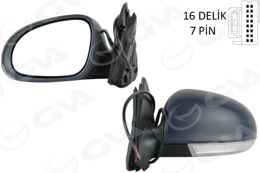 DIŞ DİKİZ AYNASI SOL ELEKTRİKLİ ISITMALI SİNYALLİ HAFIZALI ASTARLI ASFERİK VW GOLF 20 >