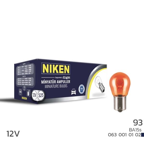 NIKEN 93 AMPUL DÜZ BA15s PY21W AMBE 12V 10LU