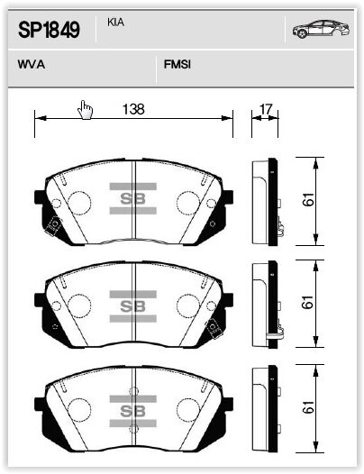 ÖN FREN BALATA HYUNDAI TUCSON 1.6L D4FE CRDİ dizel 136hp 15-> 1.6L G4FJ 15-> / KIA SPORTAGE 1.6L D4FE CRDİ dizel 136hp 15-> / 1.6L G4FJ 15-> ÜSTTEN DELİKLİ TİP
