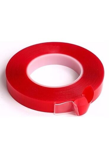 ÇİFT TARAFLI BANT 25mm x 5mt KIRMIZI ŞEFFAF