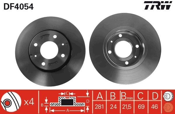ÖN FREN AYNASI ADET CARISMA 95/6.06 VOLVO S40 1.6 1.8 1.9 2.0 T 95/04 V40 95-04 281x24x4DL