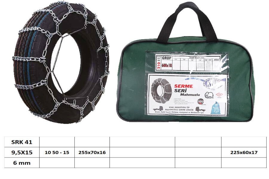 PATİNAJ ZİNCİRİ MİNİBÜS VE KAMYONET SERME 9.5X15 - 10 50 - 15 - 255x70x16 - 225x60x17