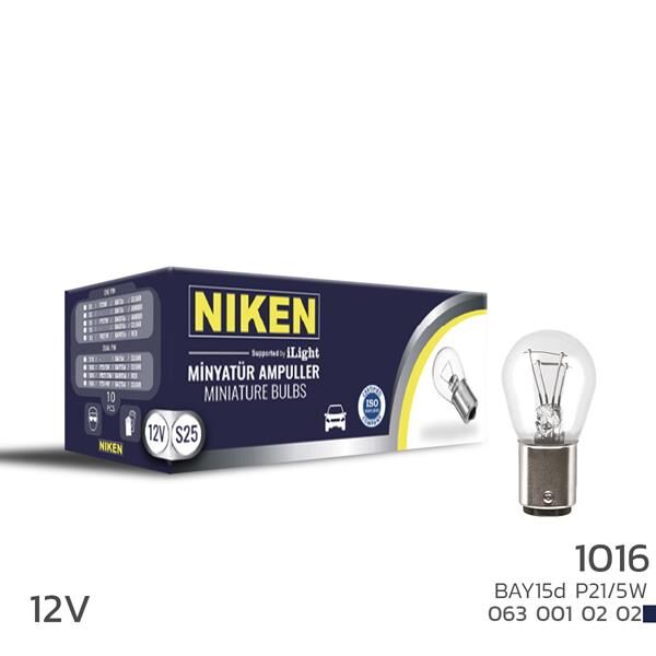 NIKEN 1016 AMPUL ŞAŞI TIR.BAY15d P21W/5W 12V 10LU