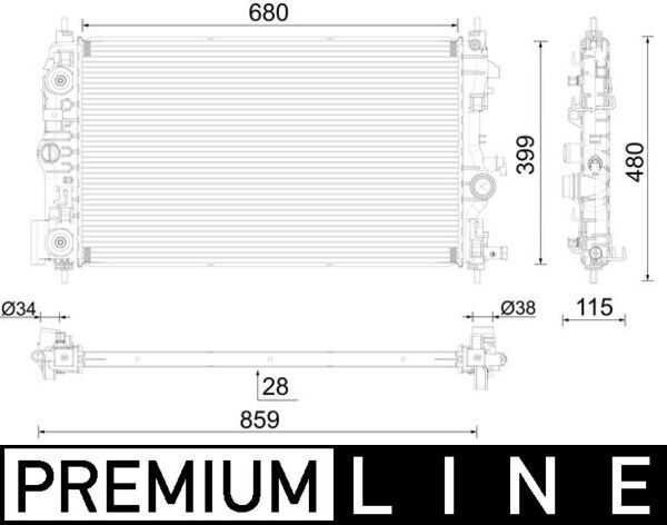 RADYATÖR PREMIUM LINE OTOMATİK ASTRA J-ZAFIRA TOURER C-CRUZE 1.4-1.6 AL/PL/BRZ 680x397x28