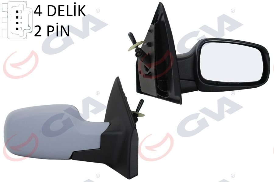 DIŞ DİKİZ AYNASI SAĞ RENAULT CLIO III 05> MEKANİK SENSÖRLÜ ASTARLI KONVEKS 2 FİŞ VM-6136PSR R