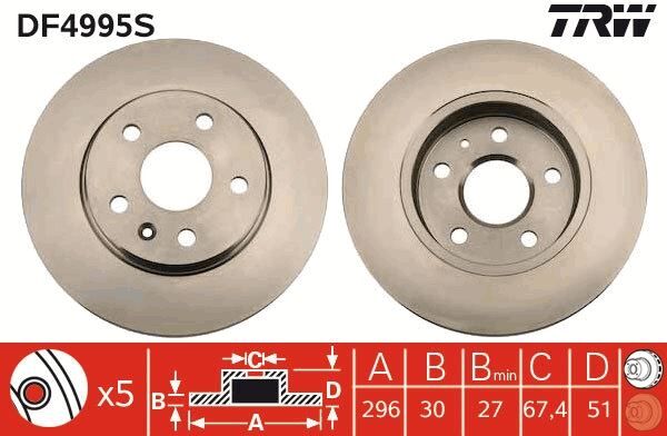 ÖN FREN AYNASI INSIGNIA A 08> SAAB 9-5 YS3G 10> 16 JANT 296x30x5DLxHAVALI 13501307-569063