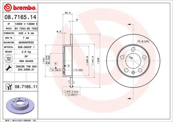 FREN DISKI ARKA VW GOLF 98-06 POLO 02- AUDI A1 19- SEAT IBIZA 02- -232 90 5 100