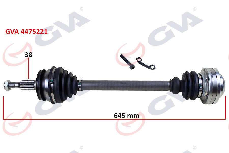 KOMPLE AKS SOL TRANSPORTER T5 1.9 TDI 03-11 645mm AXB-AXC