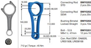 PISTON KOLU 30PIM 306DT DISCOVERY 4 L319 09>18 DISCOVERY 5 L462 16> RANGE ROVER 4 VOGUE L405 12> R.R SPORT I L320 09>13 R.R SPORT 2 L494 13>17 R.R VELAR 17> JAGUAR 306DT XJ X351 09>16 XF I X250 09>