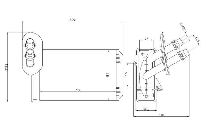 KALORIFER RADYATORU (VW GOLF 98-06  AUDI A3 97-03  SEAT LEON 00-06  SKODA OCTAVIA 97-11)