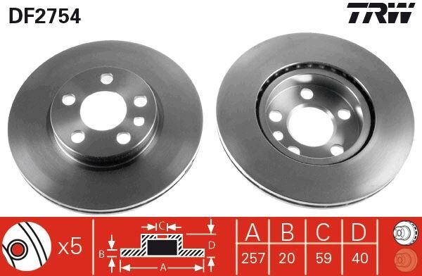ÖN FREN AYNASI EXPERT 96- JUMPY 95- SCUDO 96- 1.6i-1.9D-2.0HDİ HAVALI 257x20x5DL