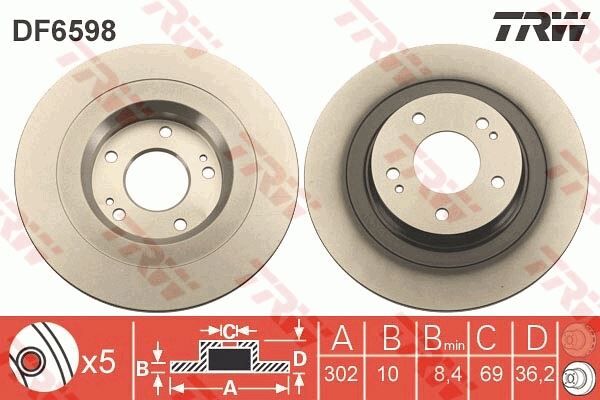 ARKA FREN AYNASI DOLU TİP P4008-C4 AIRCROSS 1.6-1.8 12 > / MITSUBISHI ASX 1.6L 9HD DV6 DI-D GA7W 1 5-> 302 çap x 5 bijon - Takım disk fiyatıdır