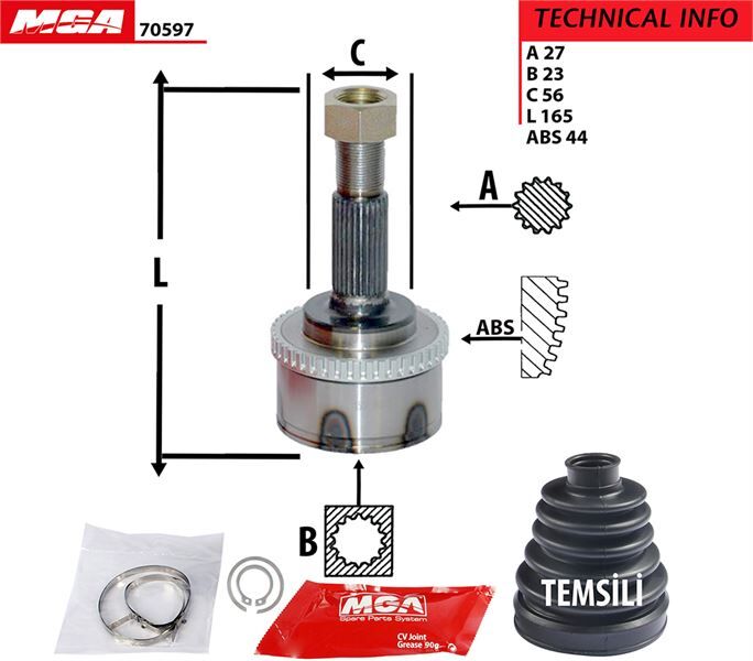 AKS KAFA DIS (ABSLI) - ( NISSAN   PRIMERA - P12 03/10 1.6 - 1.8 )  (27x23x56xABS-44)