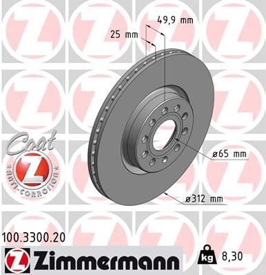 FREN DİSKİ ÖN VW PASSAT-GOLF5-GOLF6-GOLF7-CADDY-A3-LEON-FORD CONNECT 23> ÇAP: 312mm. KALINLIK: 25mm Delik: 5