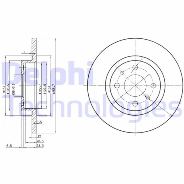 ON FREN DISKI TEMPRA-TIPO-MAREA-BRAVA-BRAVO 96> ALFA ROMEO 145-146 LANCIA DELTA-YPSILON 257x12x4DL
