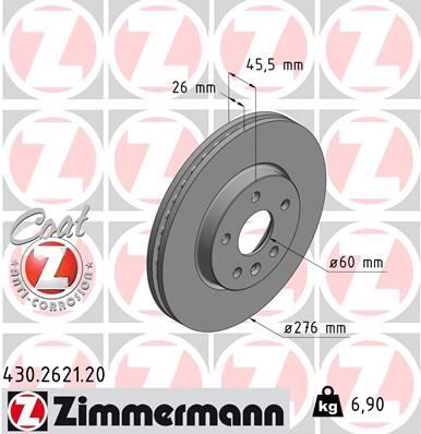 ÖN FREN AYNASI ASTRA J 10> CRUZE 09> AVEO 11> 276x26x5DL 15 İNÇ HAVALI 95526655