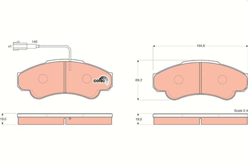 ÖN FREN BALATASI FİŞLİ BOXER 02/06 JUMPER 02/06 DUCATO 02/06 B.Y TİP 1800 KG