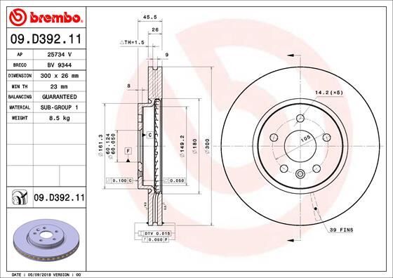 ÖN FREN AYNASI ASTRA K 15 > 16 İNÇ / 5 DELİK 300x26x5DL HAVALI