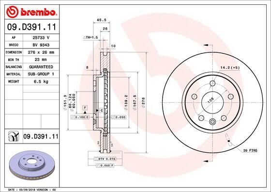 ÖN FREN AYNASI ASTRA K 15 > 15 İNÇ / 5 DELİK 276x26x5DL HAVALI