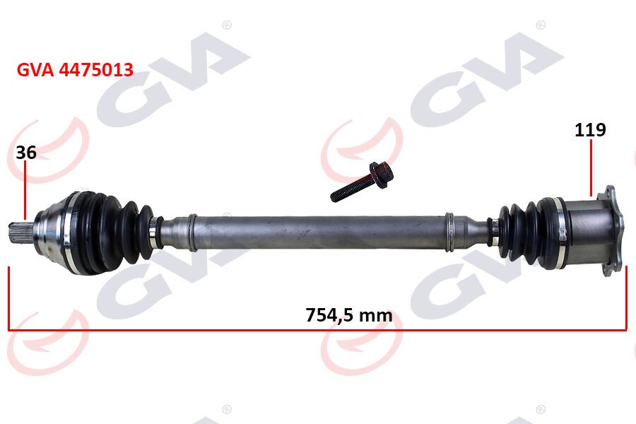 KOMPLE AKS SAĞ CADDY-GOLF5-JETTA-PASSAT 1.9-2.0 TDİ 03-09 754.5mm
