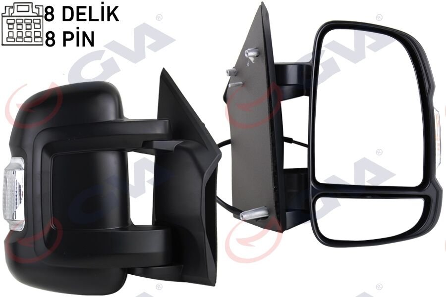 DIŞ DİKİZ AYNASI SAĞ DUCATO-BOXER-JUMPER 06> ELEKTRİKLİ ISITMALI SİNYALLİ KISA KOL KONVEKS 8 FİŞ ÇİFT CAM