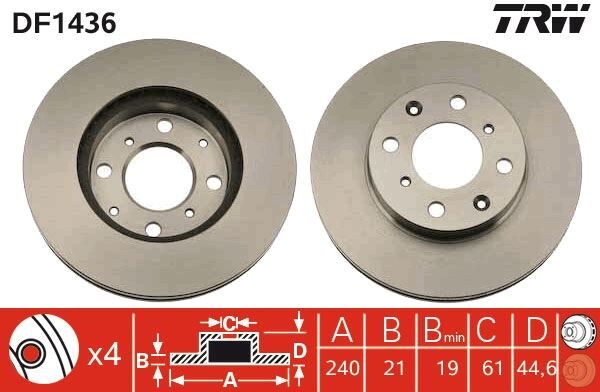 ÖN FREN DİSKİ HAVA KANALLI HONDA CIVIC 1.5L 1.6L D15B D16A SI EG EH kasa 92-95 / CIVIC EURO 1.4L D14A MA EJ EL kasa 96-00 240 çap x 4 bijon - Takım disk fiyatıdır