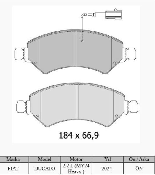 421-200 ÖN FREN BALATASI FIAT DUCATO-BOXER-MOVANO-JUMPER 24> 2.2D MTJ 2.3D MTJ