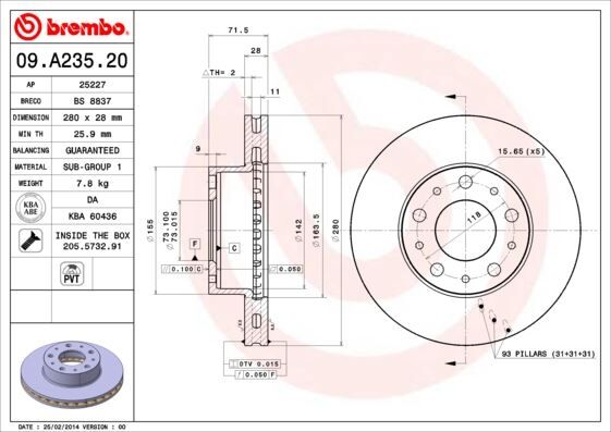 ÖN FREN DİSKİ BOXER III JUMPER III DUCATO III 06> 15 JANT KUCUK 280x28x5DL HAVALI