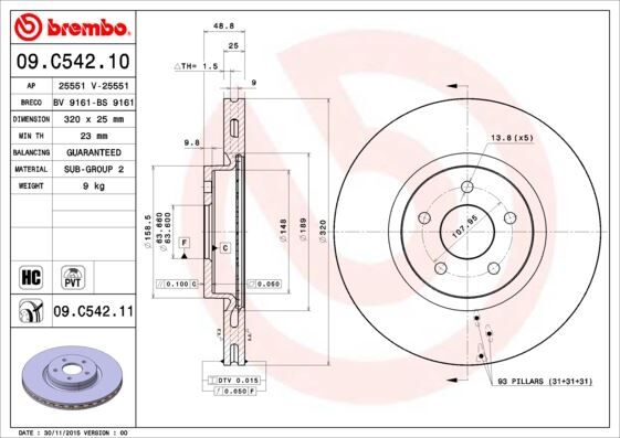 ON FREN AYNASI CONNECT 12 > FOCUS III 11>15 KUGA 12>14 VOLVO V40 T2-T3-T4-T5 C30 06>12 C70 II 07>12 S40 II 05>12 V50 04>