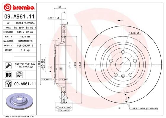 FREN DISKI ARKA 4-matic MERCEDES W166 X166 C292