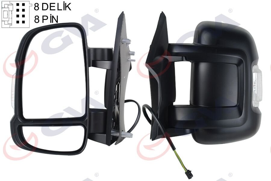 DIŞ DİKİZ AYNASI SOL DUCATO-BOXER-JUMPER 06> ELEKTRİKLİ ISITMALI SİNYALLİ KISA KOL KONVEKS 8 FİŞ VM-6201EHL
