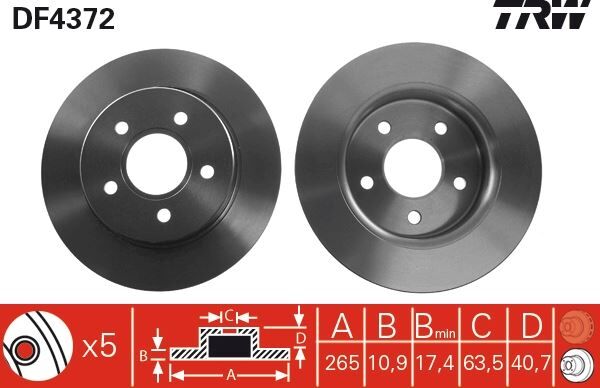 ARKA FREN DISK AYNASI FOCUS II 04> C MAX 07>1.6TI 16V 1.6TDCI 1.8 MAZDA III 03>OLCU 265 11 5 BIJON